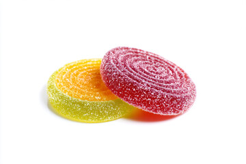 two colorful candies sitting on top of each other