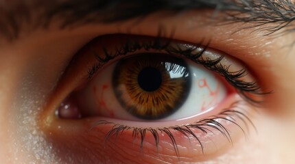 Close up off conjunctivitis infeced red eye, Red eye suffering from allergy. Conjunctivitis or other eye disease concept 