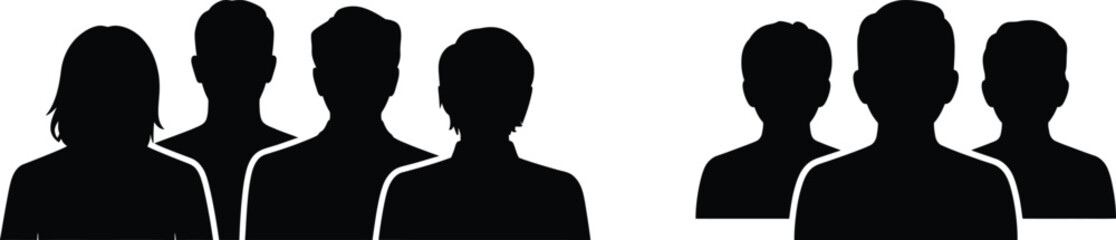 Two silhouetted groups of people standing together in a crowd