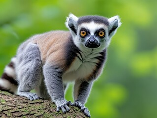Obraz premium Ring-tailed lemur in a forest setting