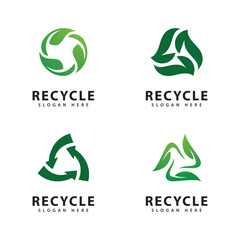 Recycle logo icon vector. Green Recycling illustration symbol, rotation arrow icon