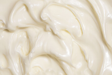 a close up of a bowl of cream