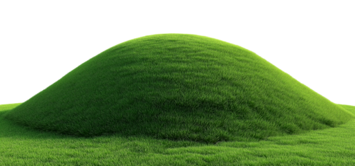 rendering of a green, grassy mountain isolated on a white background, 20 megapixels, highly detailed