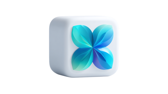 3D app icon logo mockup for digital branding - isolated on transparent background 