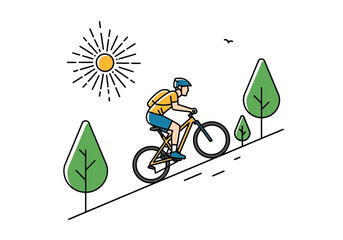 Fototapeta premium man riding a bicycle with vector and illustration