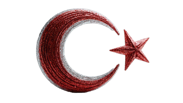 Red crescent moon and star emblem