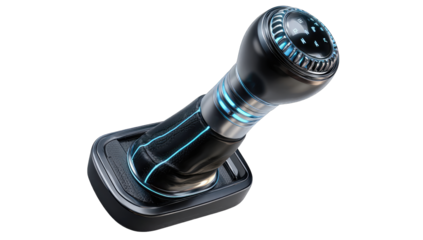 Futuristic, glossy, black and translucent control knob