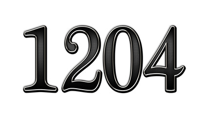 black metal 3d design of number 1204 on white background.