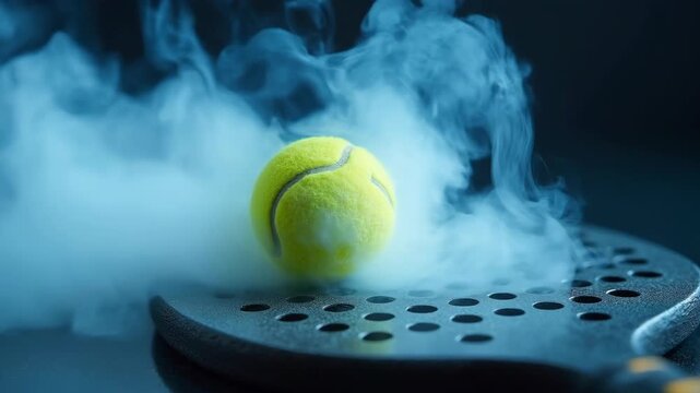 Padel tennis racket. Background with copy space. Sport court and balls. Social media template. Promotion for padel events.