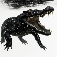 Fototapeta premium Melanic crocodilian under the water