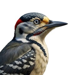 Fototapeta premium Close up of a woodpecker with detailed feather patterns