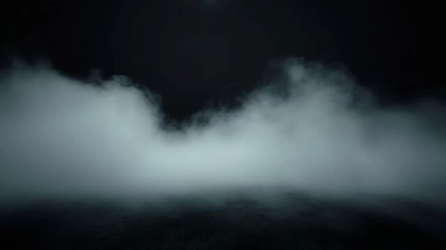 Ground fog swirling smoke rolling low across the ground, isolated on black background