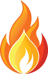 Abstract Orange and Yellow Flame Icon:  Energetic, Warm, and Passionate Design Element.