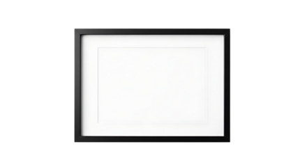 Realistic Modern Black Picture Frame Displaying Blank White Paper Isolated on a Dark Background Ready for Your Custom Artwork or Photography Presentation Ideas