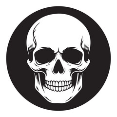 White skull on black circle bone