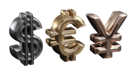 Three dimensional currency symbols