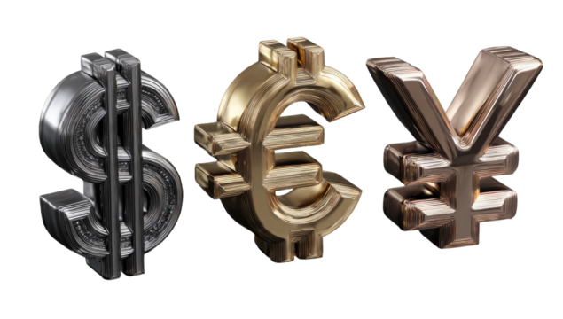 Three dimensional currency symbols