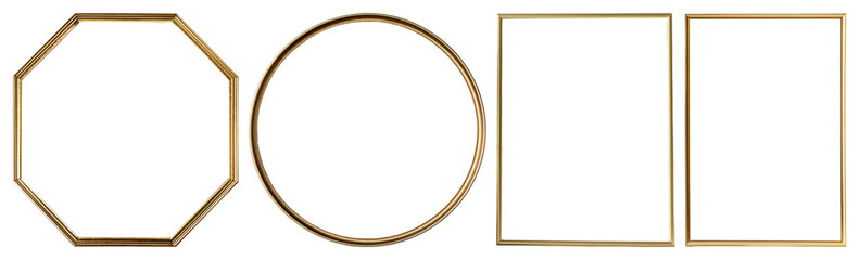 PNG Elegant geometric gold frames, element set on transparent background
