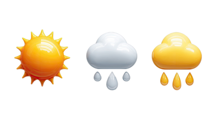 Three weather icons sun, cloud, rain (1)