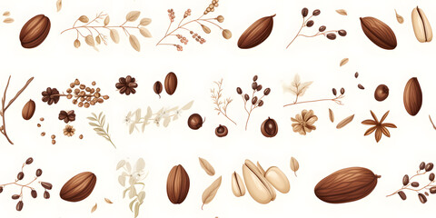 Assorted chocolates and coffee beans flat lay confection photography pattern