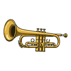 Obraz premium Golden trumpet musical instrument isolated on transparent background