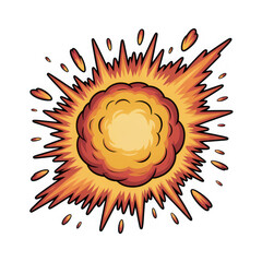 A vibrant cartoon explosion isolated on transparent background, bursting with energy and impact, perfect for adding a dynamic touch to any design
