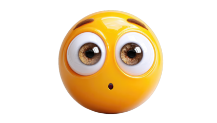 Round yellow emoticon with surprised expression