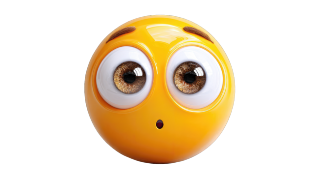 Round yellow emoticon with surprised expression