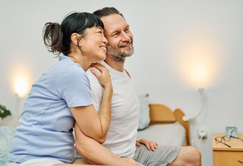 Portrait of a lovely young couple  or friends having fun together at home