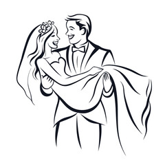 Joyful Newlyweds A Groom Carries His Bride in Celebration of Their Wedding Day Full of Love and Happiness