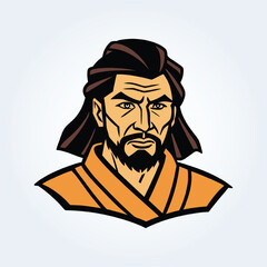 A character illustration of a samurai man