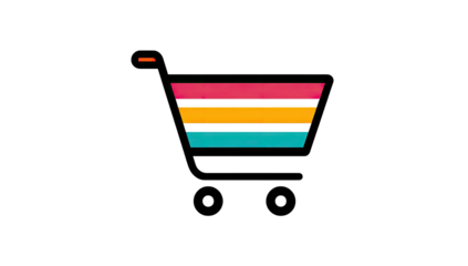 Colorful shopping cart icon on a black background