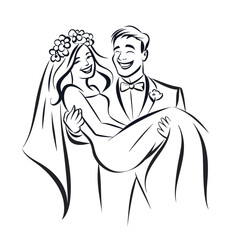 Joyful Newlyweds A Groom Carries His Bride in Celebration of Their Wedding Day Full of Love and Happiness