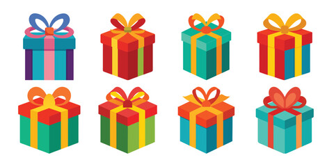 Colorful Gift Box Collection with Ribbons for Celebrations and Special Occasions