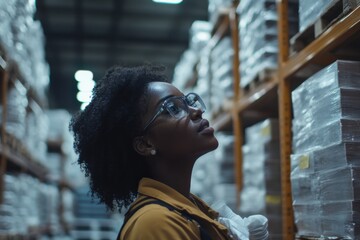 Young Black woman inspects products on factory floor for hidden quality issues