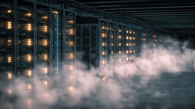 Smoke filling server room after fire suppression system malfunction, causing potential damage and disruption to network infrastructure and data storage