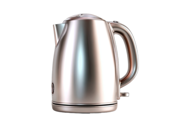 Shiny metallic kettle, side view