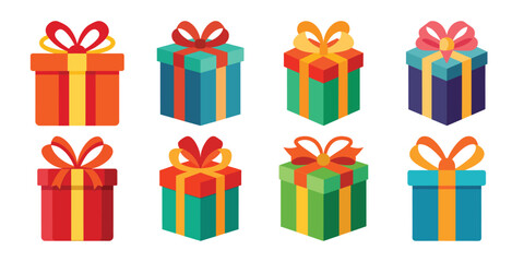 Colorful Gift Boxes with Ribbons for Celebrations and Special Occasions Illustration