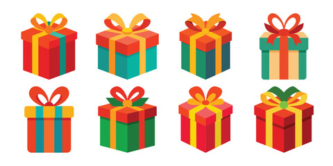 Colorful Gift Box Collection with Bows for Celebrations and Special Occasions