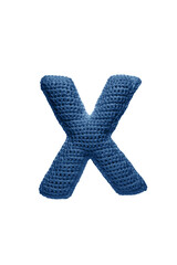 Crocheted letter X on white background