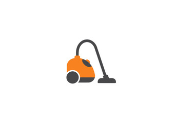 Fototapeta premium Orange and Gray Canister Vacuum Cleaner with Hose and Floor Nozzle.
