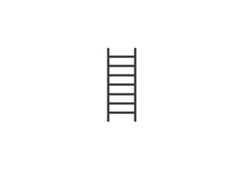 Simple Black Outline of a Six-Rung Ladder on White Background.