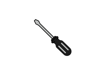 Flathead Screwdriver with Black Handle and Gray Blade Illustration.