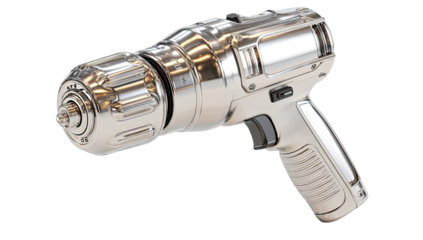 Sleek metallic drill, angled shot