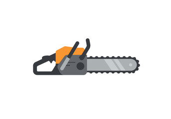 Fototapeta premium Chainsaw with Orange Handle and Grey Body Illustrated in Flat Style.