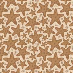 Cute Starfish seamless vector pattern