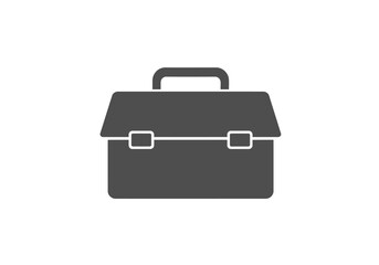 Simple Gray Toolbox Icon with Handle and Clasps.