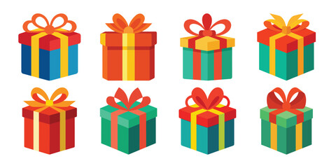 Colorful Gift Boxes with Ribbons and Bows for Holiday Celebrations