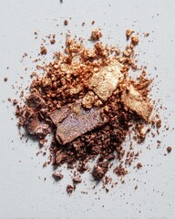 Shimmering Copper and Bronze Pigment Dust on Light Gray Background for Artistic and Cosmetic Applications