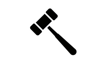 Simple Black Gavel Icon Depicting Justice Law and Authority.